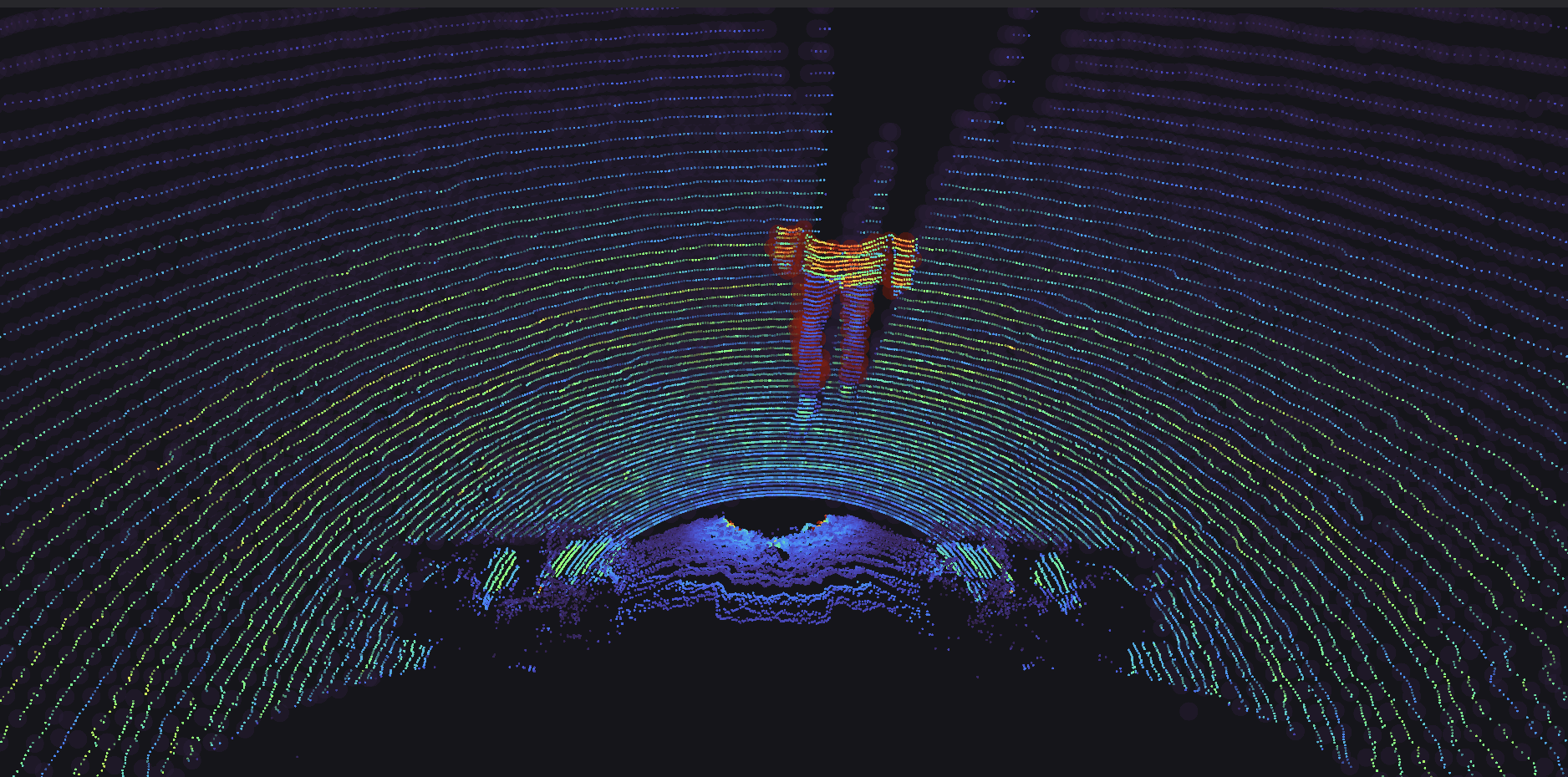 LiDAR view of person in front of FireFly autonomous lawn mower